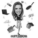 Mutterberuf-Cartoonzeichnung nach Foto