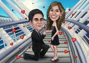 Bryllupsforslag karikatur til Valentinsdag fra fotos