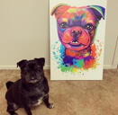 Portrait de chien à l'aquarelle sur toile
