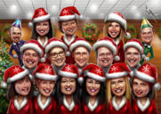 Caricature de Noël d'entreprise personnalisée à partir de photos d'employés
