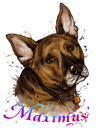 Retrato de cachorro em aquarela com nome em coloração natural