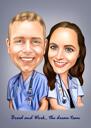 Dessin de dessin animé de soins infirmiers de collègues avec arrière-plan personnalisé à partir de photos