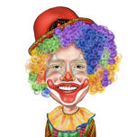 Clownkarikatuur: digitale kleurstijl