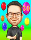 Caricatura divertida de cumpleaños con retrato a partir de fotos