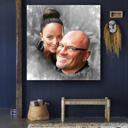 Цветной стильный портрет пары, нарисованный вручную с фотографий - печать на холсте