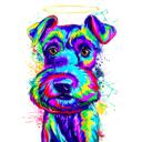 Akvarellkarikatyr av foxterrier från foton med gloria