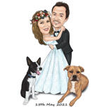 Bruden och brudgummen med husdjur