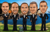 Caricatura de vacaciones de los padrinos de boda