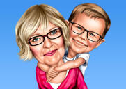 Caricatura di nonna con nipote