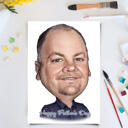 Portrait de dessin animé de père dessiné à la main personnalisé dans un style numérique coloré sur affiche