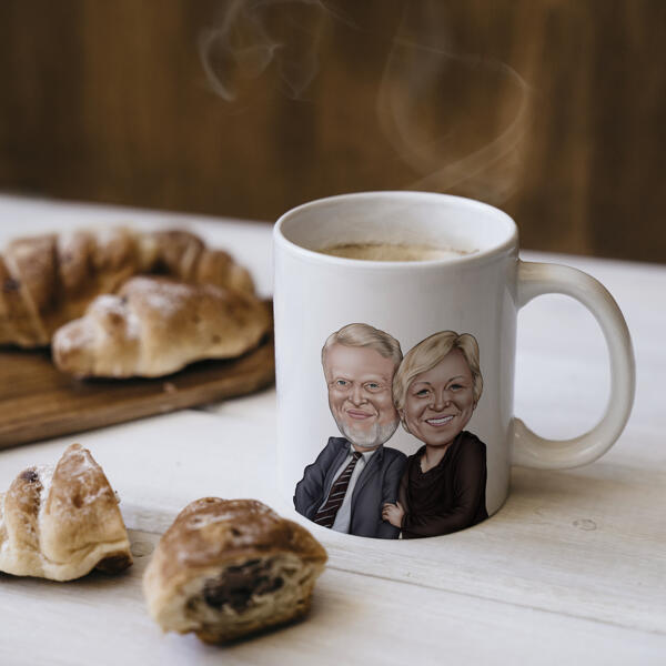 Couple s'appuyant sur une tasse