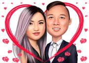 dibujo de dibujos animados de pareja asiática