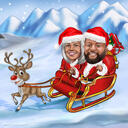 Santa Sleigh Couple Caricature for Christmas