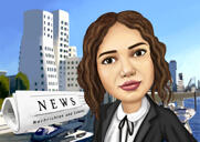 Custom Person Colored Caricature with Any City, Town or Village Background
