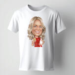 Caricature de femme à partir de photos sur un t-shirt imprimé