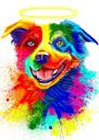 Mājdzīvnieka piemiņas varavīksnes portreta zīmējums no fotogrāfijām