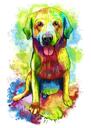 Funny Tongue Out Dog Caricature Portrait in Watercolor Style from Photos