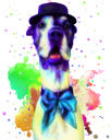 Dog Bow Caricature Portrait in Watercolor Style from Personalized Photos