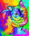 Pintura de retrato de gato personalizada em estilo aquarela com plano de fundo
