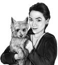 Dog with Owner Portrait from Photos in Black and White