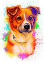 Карикатурный портрет питомца по фотографии с эффектом радужной акварели для подарка любителям домашних животных