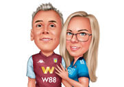 Caricatura esportiva personalizada de duas pessoas