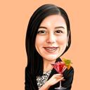 Lady Holding Cocktail Glass -karikatyyri