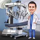 Caricatura chirurgica con il robot Da Vinci