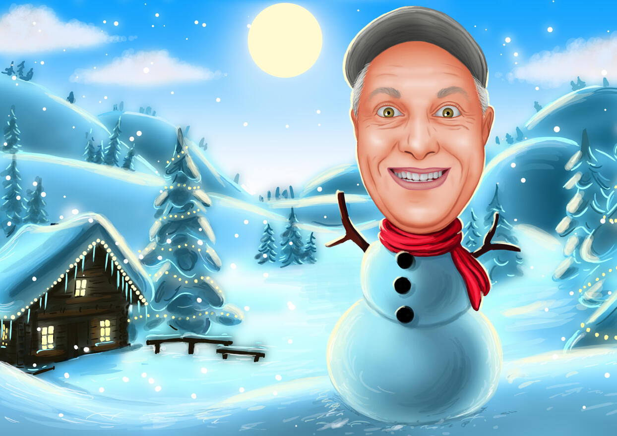 Schneemann-Cartoon-Karikaturkarte
