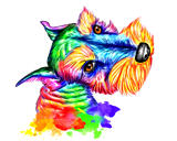 Vesiväri Rainbow Style Wire Fox Terrier muotokuva valokuvista