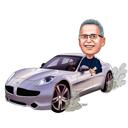 Retrato de Caricatura de Homem Carro