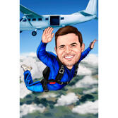 Parachutist Person Colored Style Caricature for Skydiving Lovers