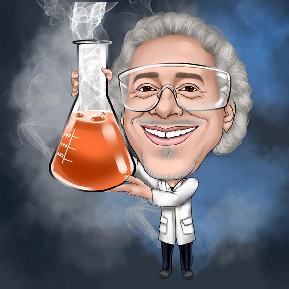 Caricatura de científico