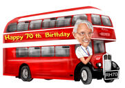 Caricatura de șofer de autobuz din fotografii: cadou personalizat