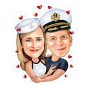 Capitaine Couple Caricature