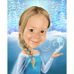Kid Elsa karikatur for frosne fans