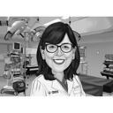 Dentist Caricature Gift in Black and White Style with Background