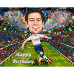 Dibujos animados de jugador de juego de fútbol de cumpleaños