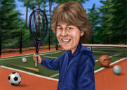 Ritratto a tema sport persona con sfondo personalizzato da foto