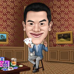 Карикатура человека в казино