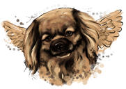 Retrato Memorial de Cachorro com Asas de Anjo