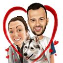 Couple avec caricature de chien pour la Saint-Valentin