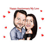 Anniversary Couple Portrait from Photos with Personalized Writing