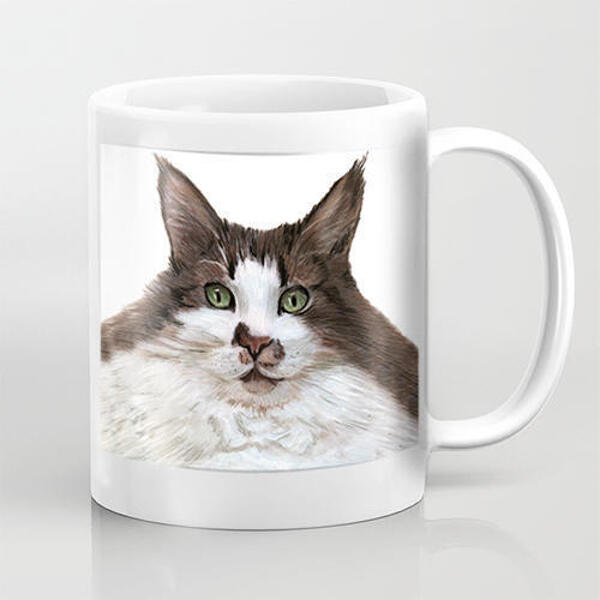 Ritratto di cartone animato personalizzato con tazza di gatto in stile a colori per regalo per gli amanti degli animali domestici