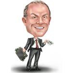 Karikatura šéfa s penězi