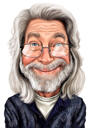 Starý muž kreslený portrét z fotografií pro starší osoby dárek