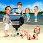 Portrait de famille réaliste en caricature