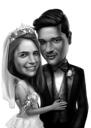 Cadeau de caricature de couple d'anniversaire de mariage: Style noir et blanc
