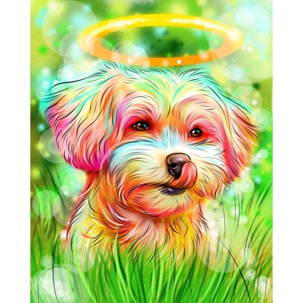 Watercolor Dog Loss Gift Memorial Portrait with Background