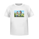 Couple Colored Romantic Caricature from Photos as T-shirt Gift